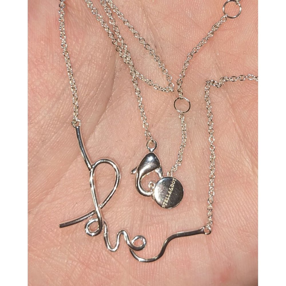 Stella & Dot Silver Love Necklace